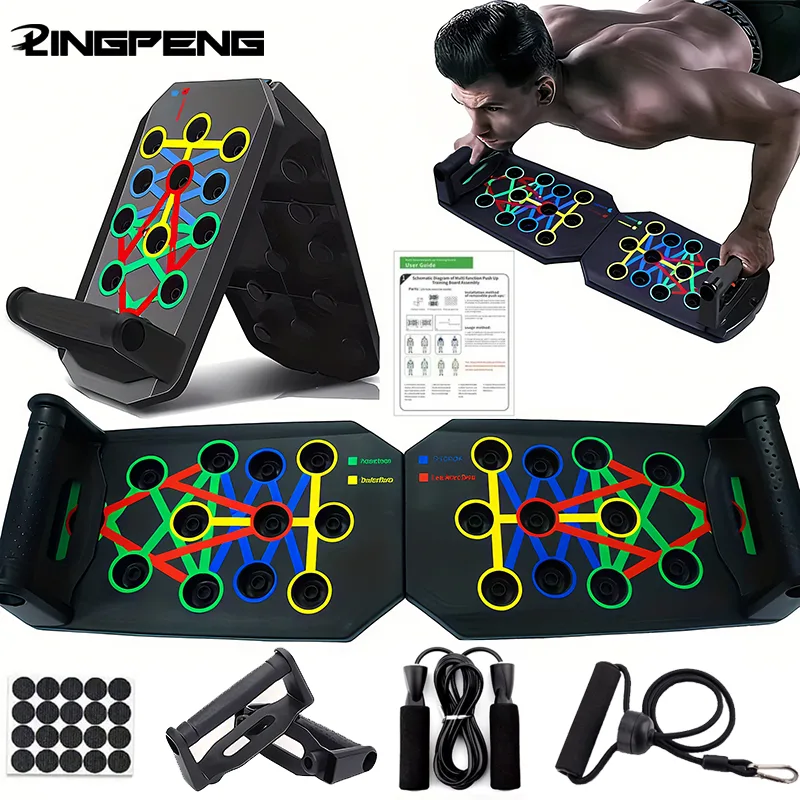 Portable Multifunctional Push-up Board Set With Handles Foldable Fitness Equipment For Chest Abdomen Arms And