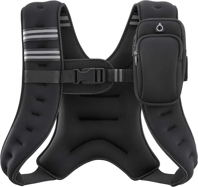 ZELUS Weighted Vest, 6lb/8lb/12lb/16lb/20lb/25lb/30lb Weight Vest with Reflective Stripe for Workout, Strength