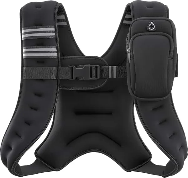 ZELUS Weighted Vest, 6lb/8lb/12lb/16lb/20lb/25lb/30lb Weight Vest with Reflective Stripe for Workout, Strength