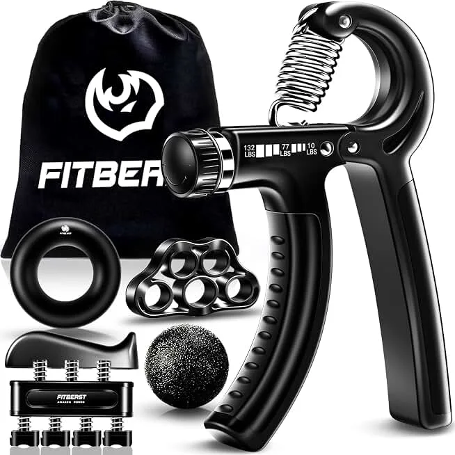 FitBeast Grip Strengthener Forearm Strengthener Hand Grips Strengthener Kit - 5 Pack Adjustable Resistance Glo