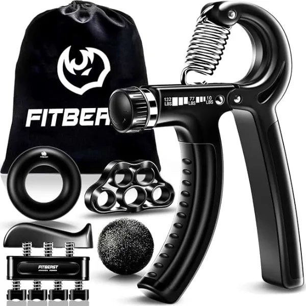 FitBeast Grip Strengthener Forearm Strengthener Hand Grips Strengthener Kit - 5 Pack Adjustable Resistance Glo